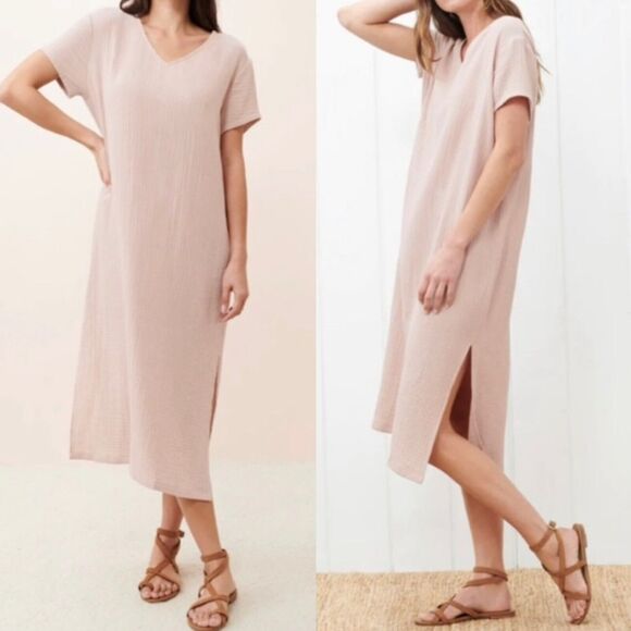 Jenni Kayne Women’s Black Midi Maxi Linen Dress Dropped Shoulder *Flaw - Picture 2 of 16